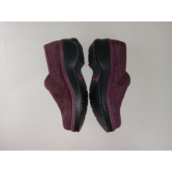 KLOGS Women's Sz 8 M Shoes Burgundy Leather Comfort Walking Embossed Work Clogs - Picture 9 of 13
